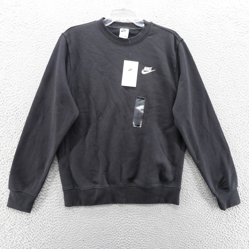 Nike Sportswear Club Fleece Crewneck Sweatshirt Black Mens Small NEW